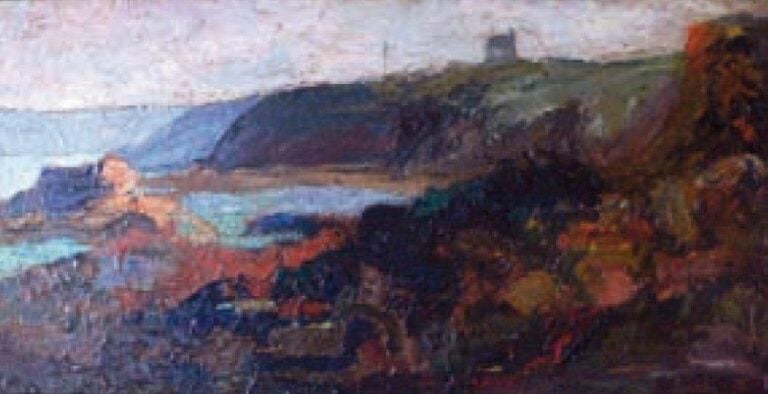 La mer Huile sur panneau, signé en bas à droite 32 x 61 cm