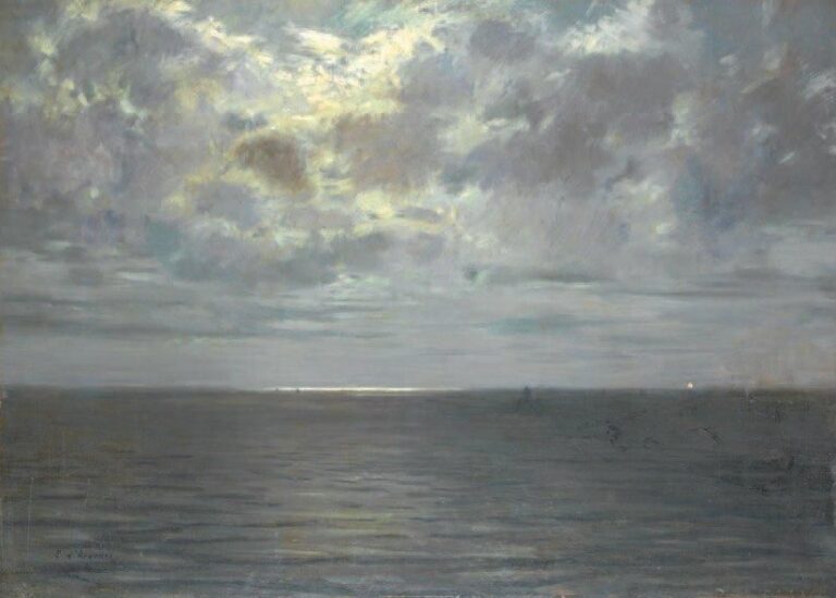 La nuit Huile sur toile, signée en bas à gauche 81 x 116 cm Eugène d'Argence est nommé peintre officiel de la Marine en 189