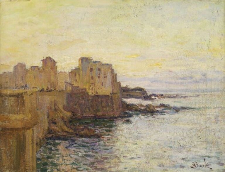 La pointe Pescade à Alger Alphonse Birck (1859-1942), France Signé en bas à droite Birck Huile sur Isorel, cadre en bois mouluré, sculpté et doré Hauteur à vue: 38; Hauteur du cadre: 55; Largeur à vue: 51; Largeur du cadre: 67 cm Alphonse Birck étudia la peinture à l'École des Arts Décoratifs à Paris, puis dans des académies libre