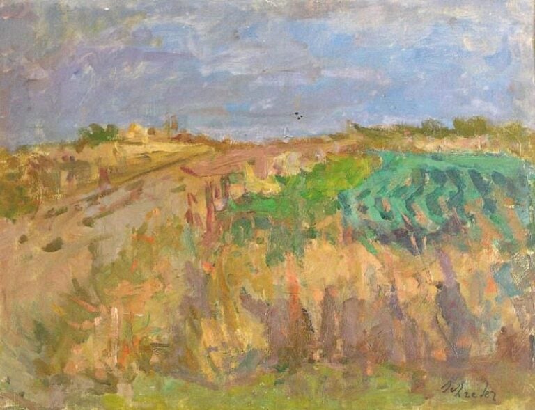 La poterie près Château-Thierry Huile sur toile marouflée sur carton Signée en bas à à droite 50 x 54 cm