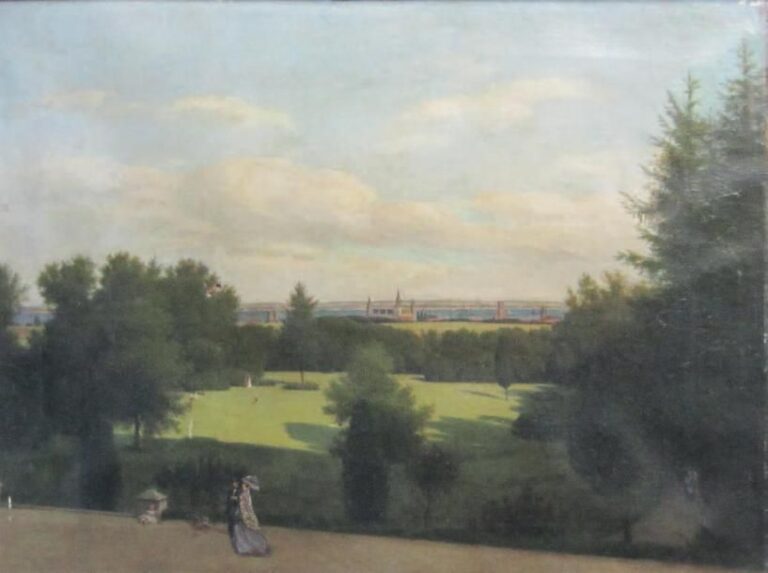 La Promenade à la terrasse Marienlyst à Elseneur avec, au loin, le château de Kronborg, en 1854