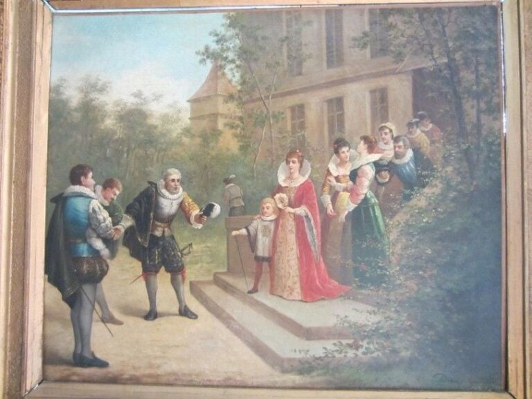 La Rencontre Huile sur toile Signée en bas à droite 54 x 65 cm
