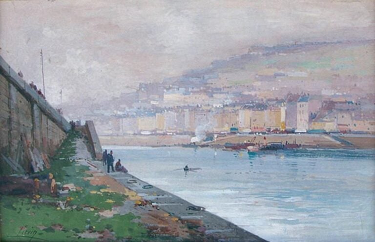 LA SEINE À ST CLOUD Gouache sur papier, signée en bas à gauche de son pseudonyme «Lievin» 19 x 30 cm Sera inclus dans le catalogue raisonné Volume II en préparation par