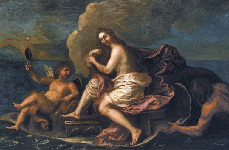 « La Toilette de Vénus » Toile (rentoilée, restaurations) 55 x 82 cm