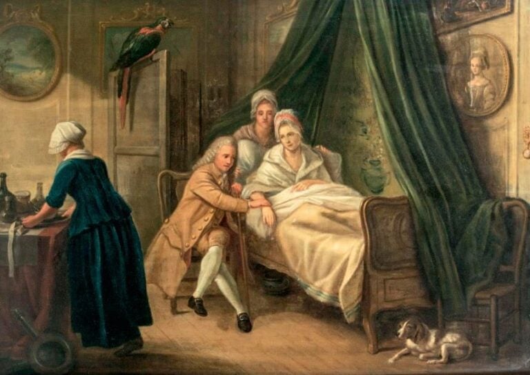 «La visite du médecin au malade alité»