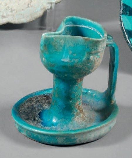Lampe à huile Pâte siliceuse à glaçure turquois