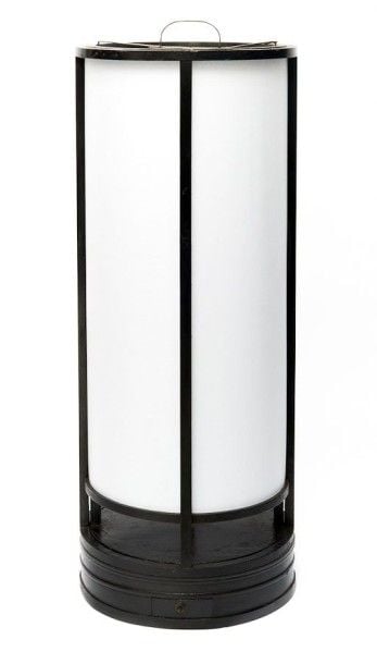 Lampe andon pour bougie avec cadre en bois laqué noir et tiroir sur sa bas
