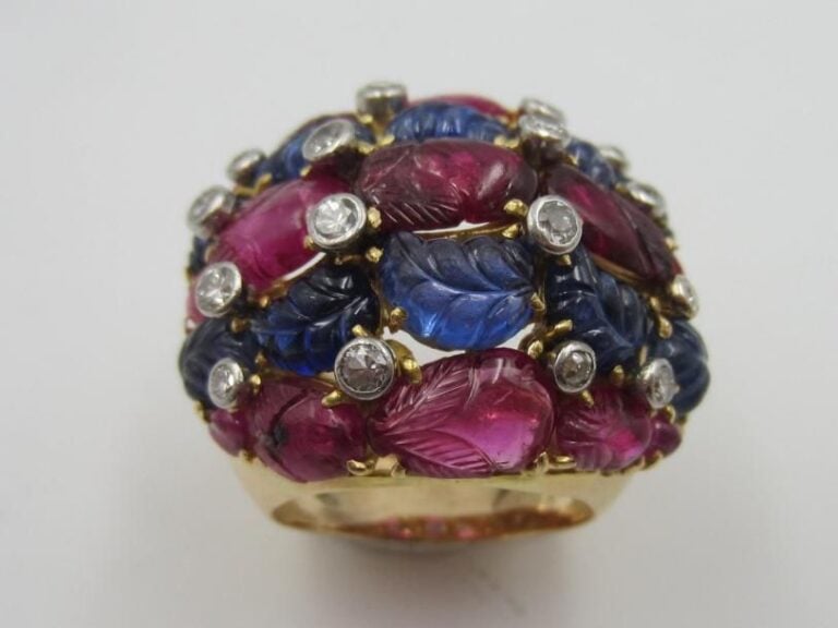 Large BAGUE «Tutti frutti» en platine (mi