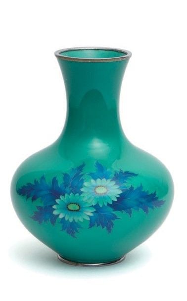 LARGE VASE émaillé de couleur verte avec un grand co