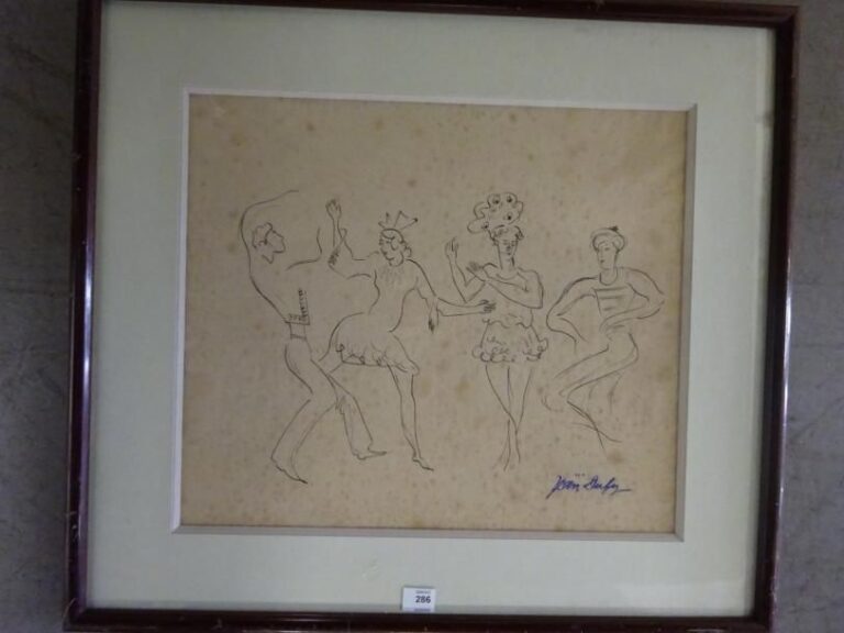 Le bal Encre, signée en bas à droite du cachet Piqûres 30 x 35 cm
