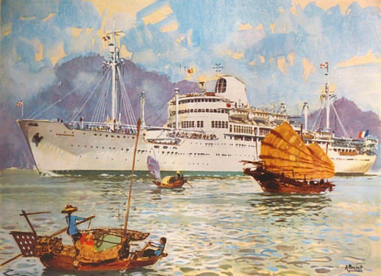 « Le CAMBODGE » Affiche d'agence MESSAGERIES MARITIME