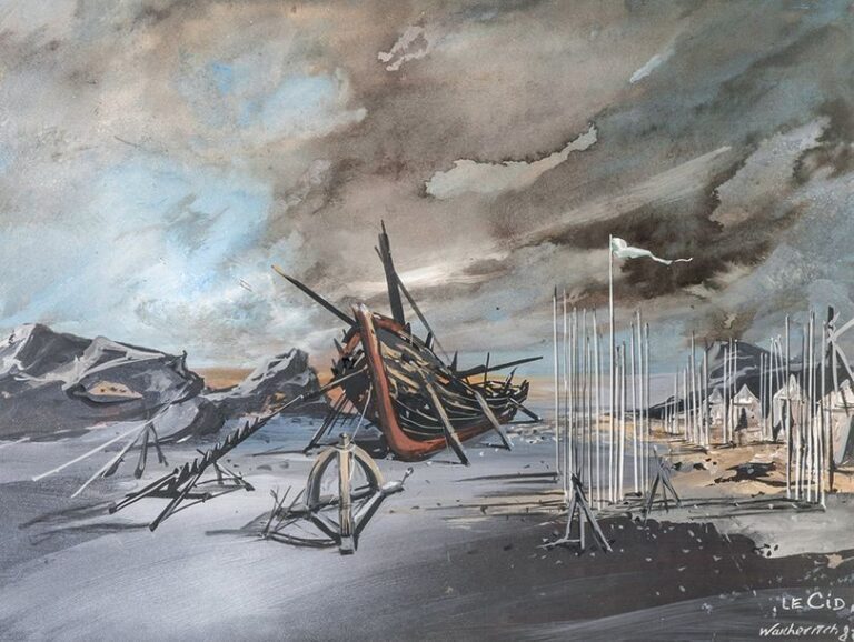 Le champs de bataille, projet de décor pour Le Cid, opéra de Jules Massenet, 1983