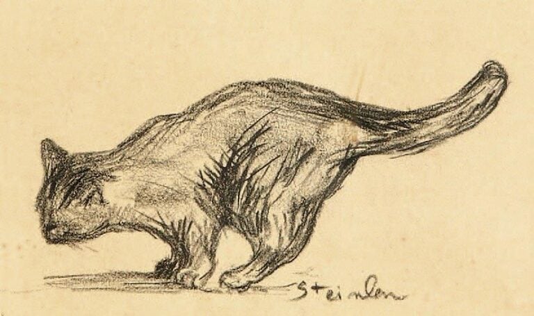 Le chat Fusain, signé en bas à droite 13,5 x 23 cm