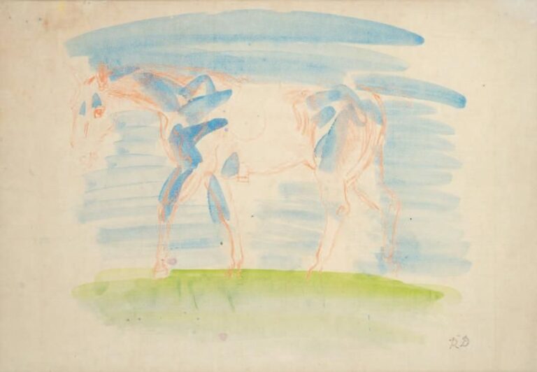 Le cheval Aquarelle, signé du cachet 33 x 43 cm Certificat de Mme Fanny Guillon-Laffaille du 12 avril 1988