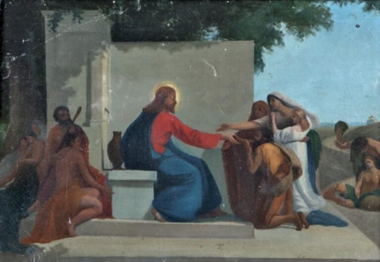 «Le Christ à la fontaine» Huile sur toile 32 x 46 cm
