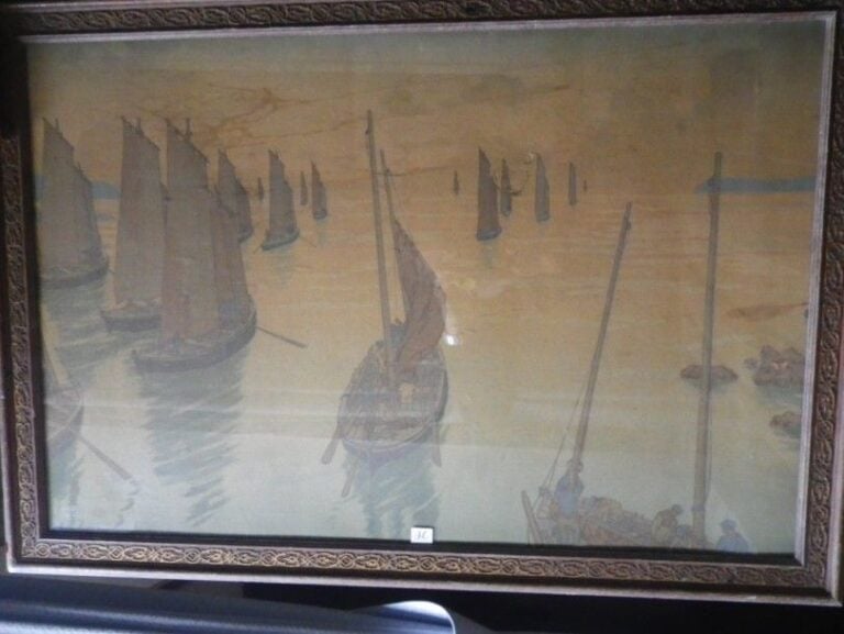 «Le coucher du soleil» Lithographie n° 11 de la série aspect de la nature 1898, signée et monogrammée en bas à gauch
