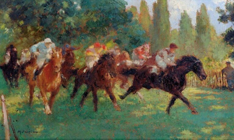 Le galop Huile sur panneau, signée en bas à gauche 3