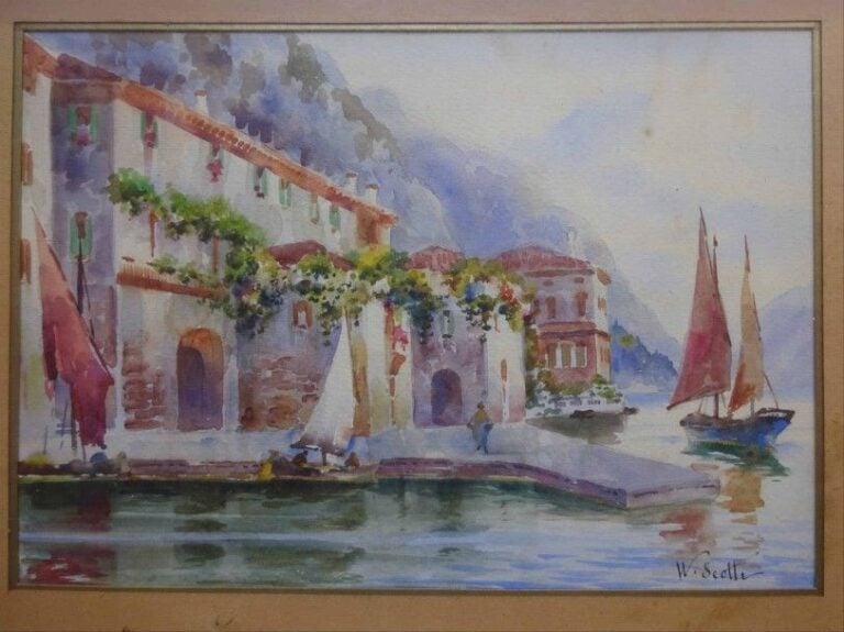 Le lac de Côme Aquarelle sur papier
