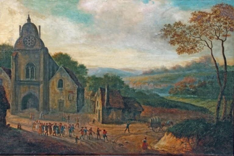 «LE MARIAGE» Huile sur toile, rentoilée 52 x 75 cm