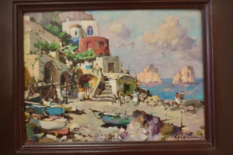 Le petit port Huile sur bois, signée en bas à droite 15 x 20 cm