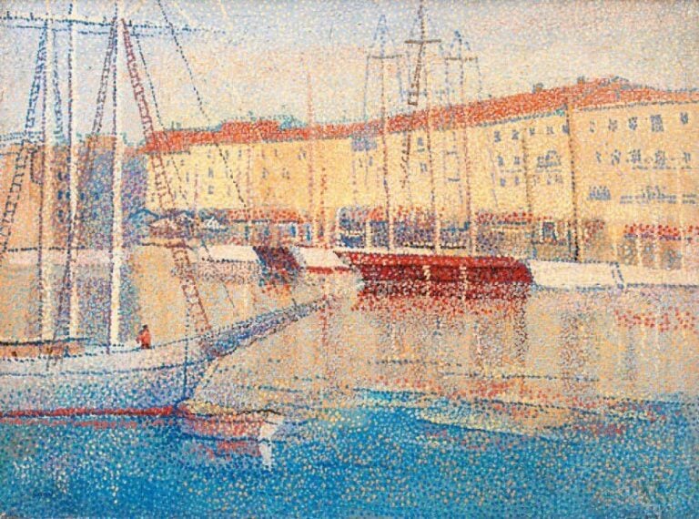 LE PORT DE SAINT-TROPEZ Huile sur toile, signée en bas à gauche 60 x 80 cm