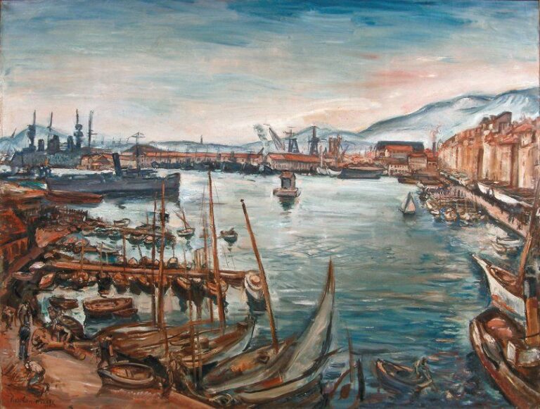 Le port de Toulon Huile sur toile, signée en bas à gauche 114 x 147 cm Exposition « Othon Friesz » à la Galerie Charpentier 1950, n° 65 du catalogu