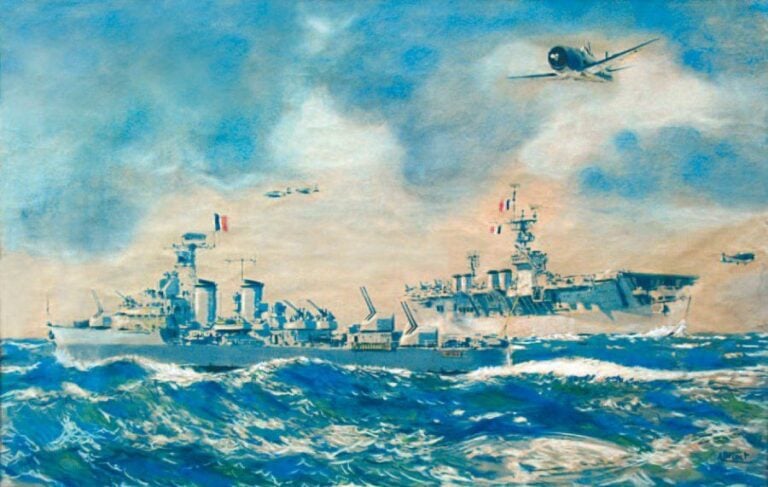 « Le porte-avions » Chromolithographi