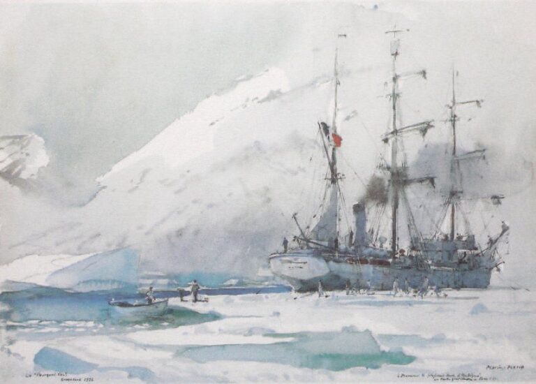 LE "POURQUOI PAS" Reproduction du célèbre bateau du Commandant CHARCOT, dans les glaces du Groënland en 192