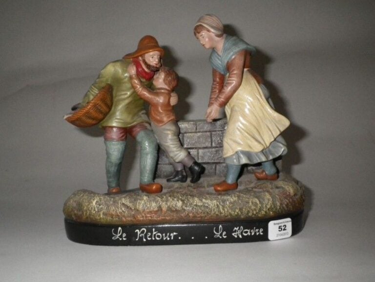Le retour Important groupe en terre cuite polychrome situé Le Havr