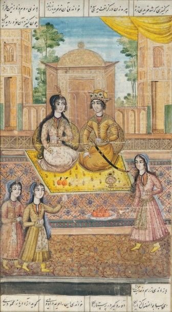 Le roi Bahram Gur rendant visite à la fille du César de Byzance dans le pavillon à la coupole jaune