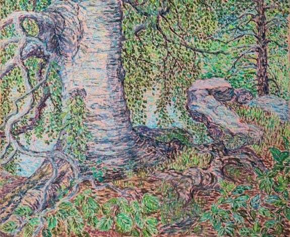 Le saule Huile sur toile, signée en bas vers le milieu 46 x 55 cm Oil on canvas, signed lower in the middle