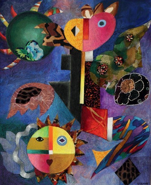 « Le soleil et son complice » Huile sur toile, signée en bas à droite Contresignée et titrée au dos 50 x 61 cm