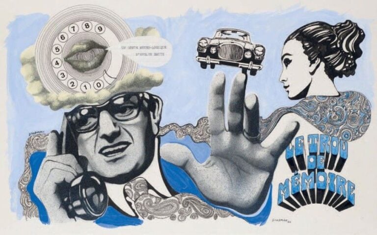 Le trou de mémoire, 1976 Technique mixte et collage, signé et daté en bas à droite 42 x 58 cm