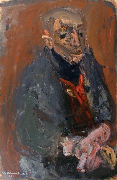 « Le vieillard, 1955» Huile sur toile, signée en bas à gauche et datée 195
