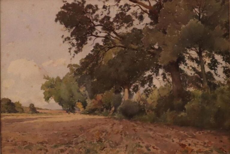 LECOMTE Paul (1842 - 1920) «Paysage» aquarelle signée en bas à droite - 28x55