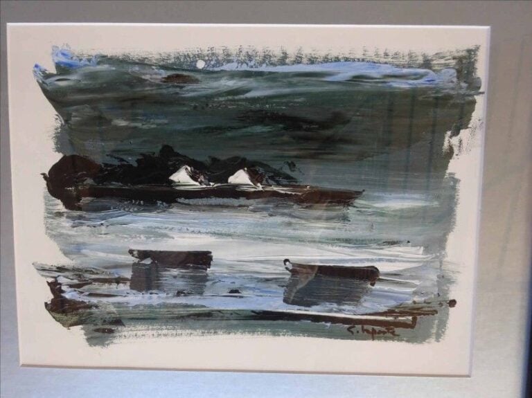 Les barques Acrylique sur papier