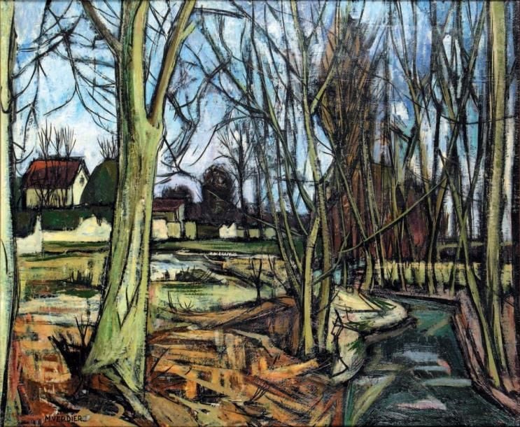 LES BORDS DE L'EPTE EN AUTOMNE -1955 Huile sur toile, signée en bas à gauche 60 x 73 cm BIBLIOGRAPHIE: Reproduit