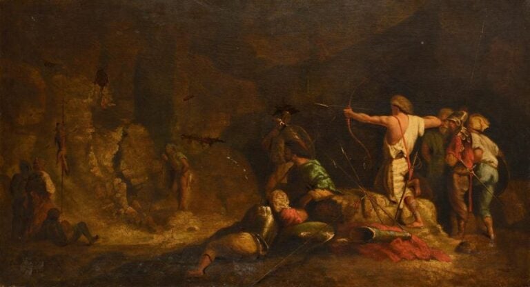 Les chasseurs s'entrainant au tir à l'arc
