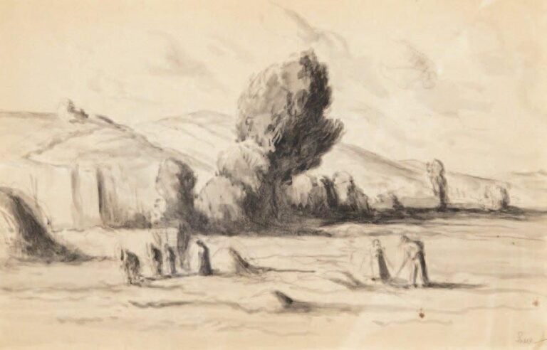 LES FOINS Lavis, signé en bas à droite 40,5 x 58,5 cm
