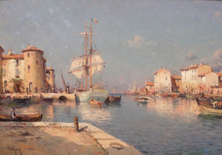 Les Martigues Huile sur toile, signée en bas à gauche 45 x 64 cm