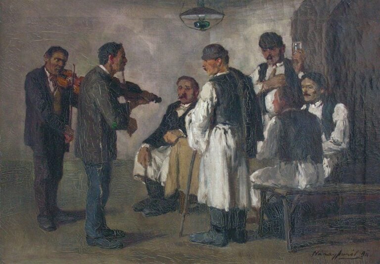 Les musiciens (1914) Huile sur toil
