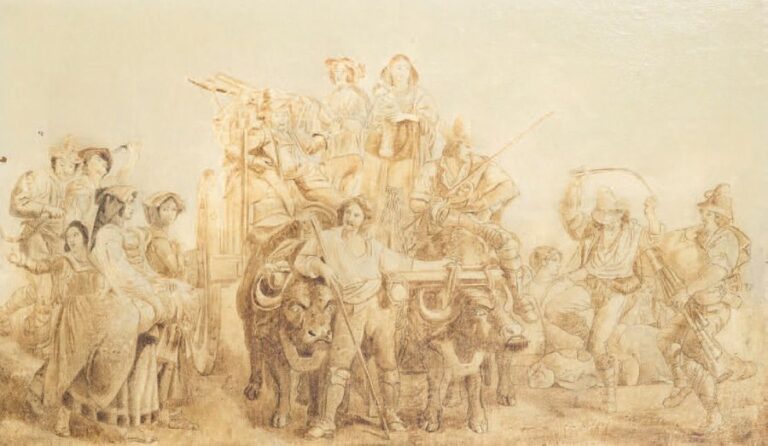 Les paysannes romaines accompagnant un chariot