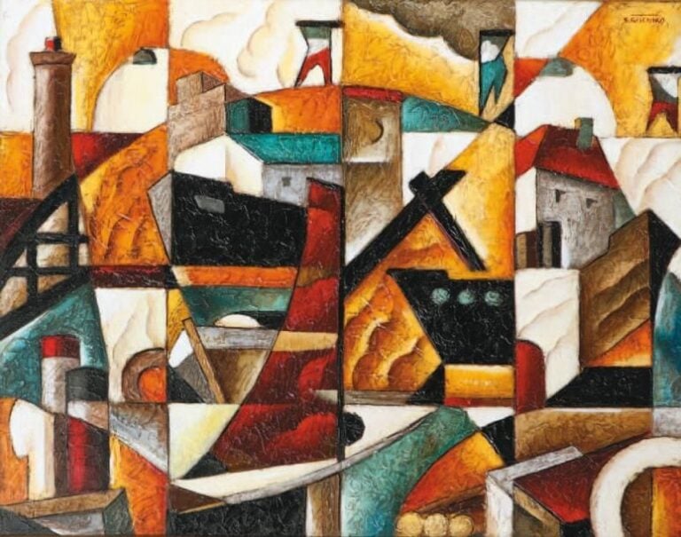 « Les trois drapeaux » Huile sur toile, signée en haut à droite Contresignée et titrée au dos 72 x 92 cm