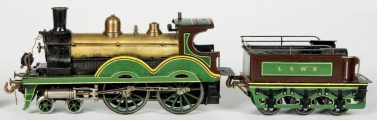 Loco et son tender «LSWR» type 220 vapeur de la maison BING: tôle peinte et laiton, méc