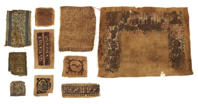 Lot composé de dix fragments de textiles coptes