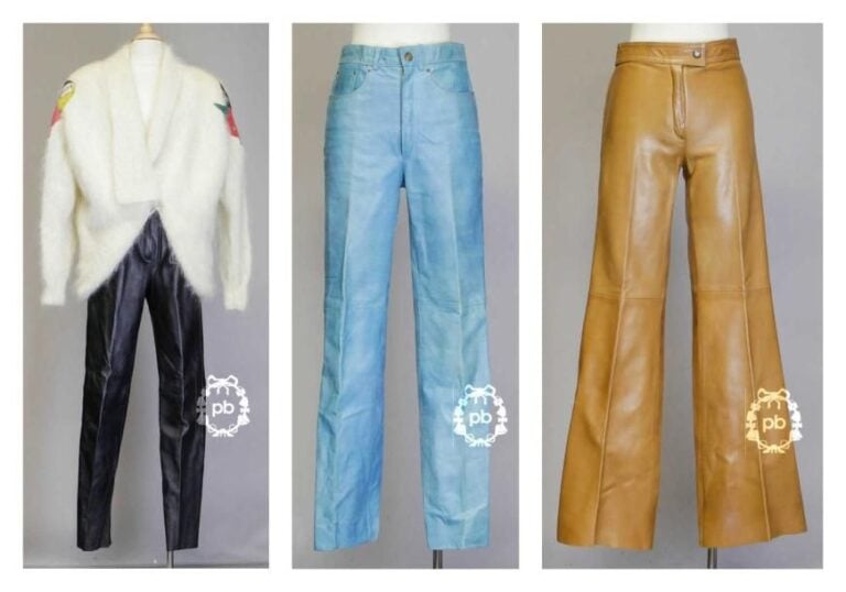 LOT comprenant TROIS PANTALONS en cuir, le premier gold (env TS), le second turquoise (env TS), le dernier noir (env TS