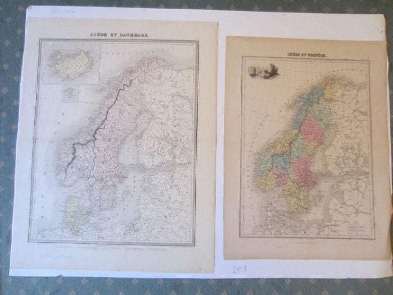 LOT DE 2 CARTES: SUEDE ET DANEMAR