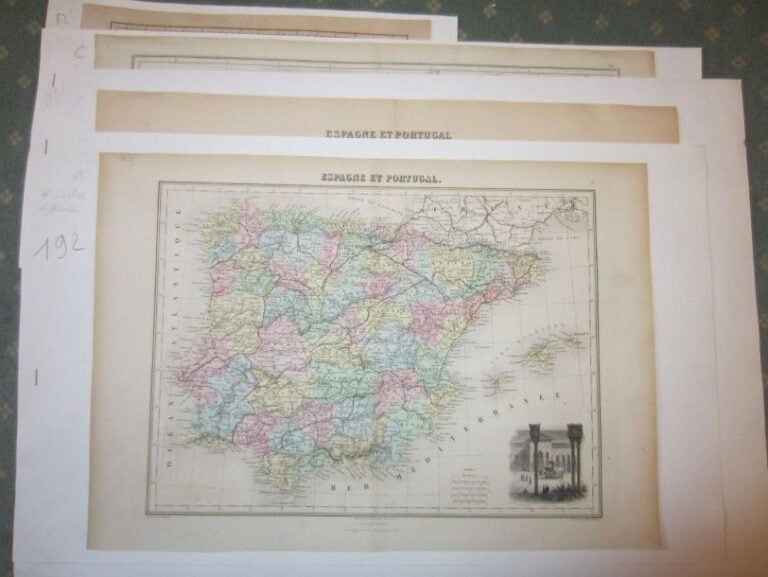 Lot de 4 cartes: Espagne et Portuga