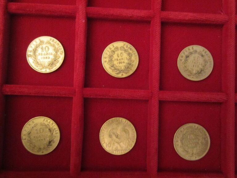 Lot de 6 pièces de 10 Francs or