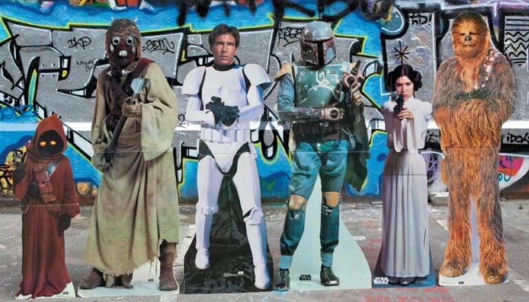 Lot de 6 Stand-Up: Jawa - Han Solo Stromtrooper - Tusken Rider - Leia Chewbacca - Babba Fett 1993-1995 Échelle 1